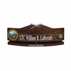 crossed riffle custom desk nameplate