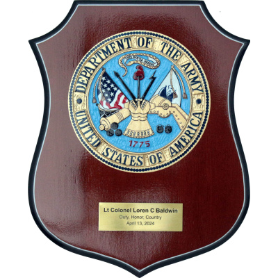 US Military Department Plaque with brass dedication