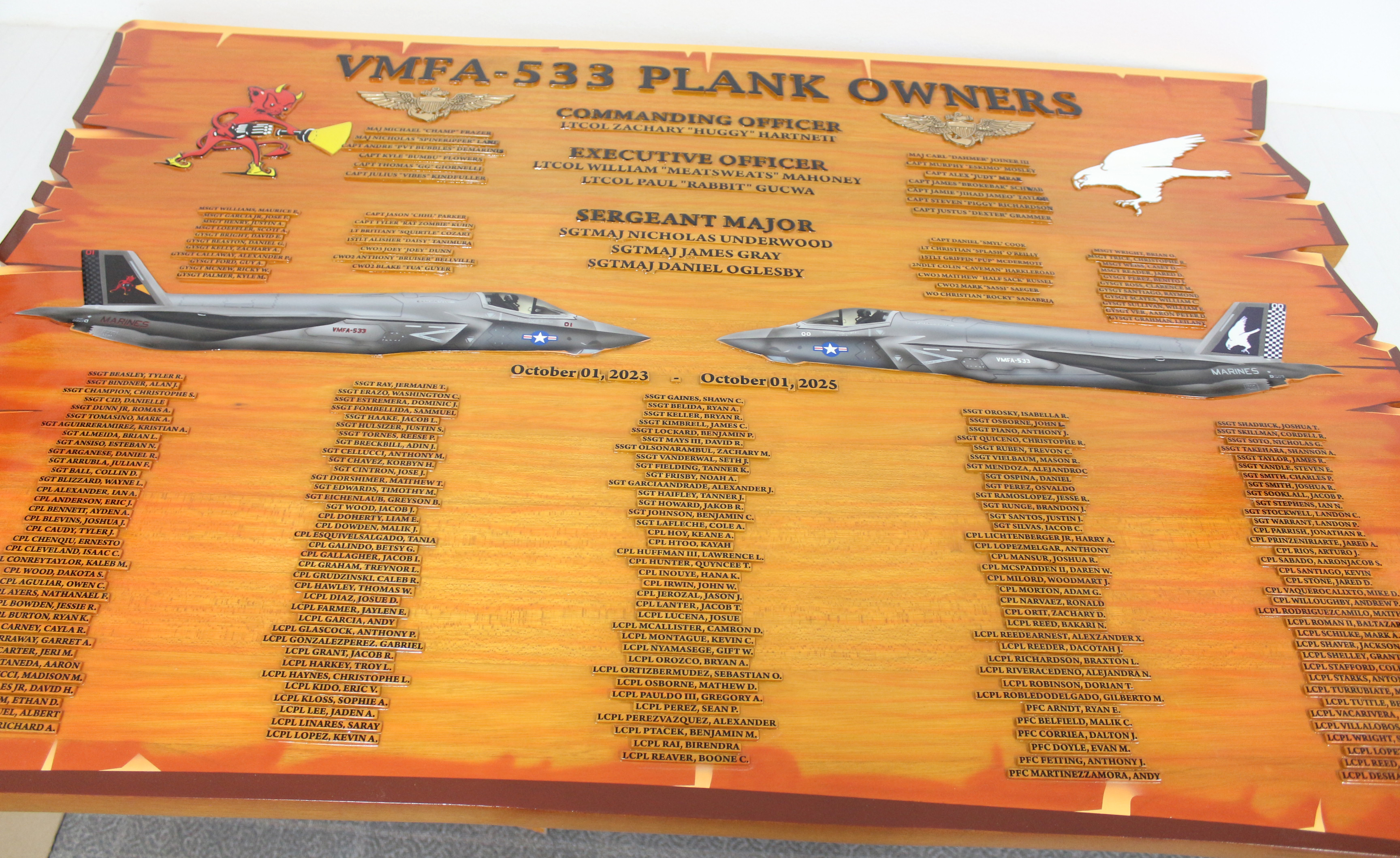 example of plankowner plaque for US Navy